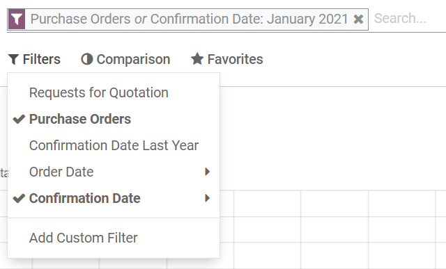 Reporting filters in PerfectWORK Purchase