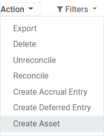 Create Asset Entry from a journal item in PerfectWORK Accounting