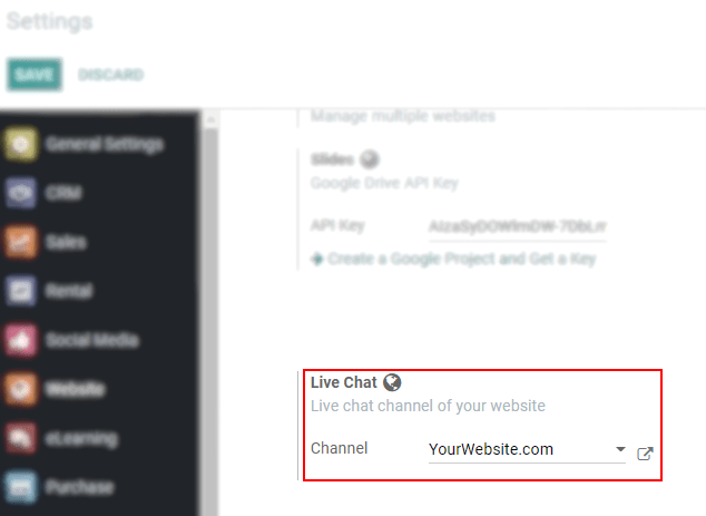 View of the settings page and the live chat feature for PerfectWORK Live Chat