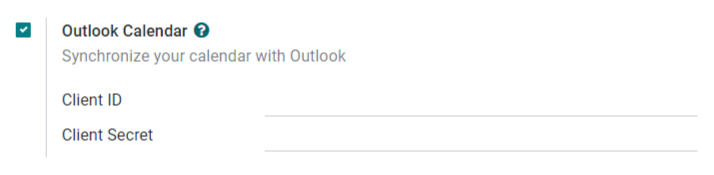The "Outlook Calendar" setting activated in Perfectwork.