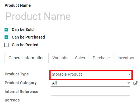 Set the product type in PerfectWORK