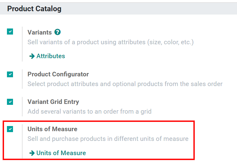 Enable the units of measure option in PerfectWORK Sales